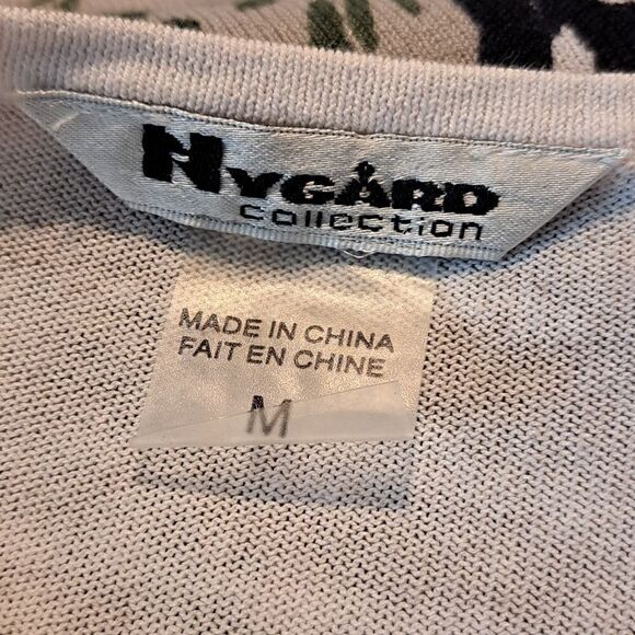 Nygard Women's Top Knit Zebra Beads Sequins V Neck Mesh Sleeves Size M - Picture 7 of 12